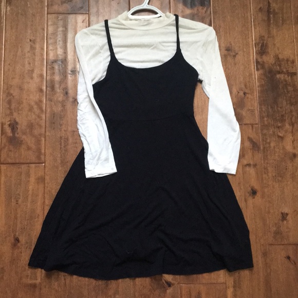 Forever 21 Dresses & Skirts - black tank dress with attached white long sleeve